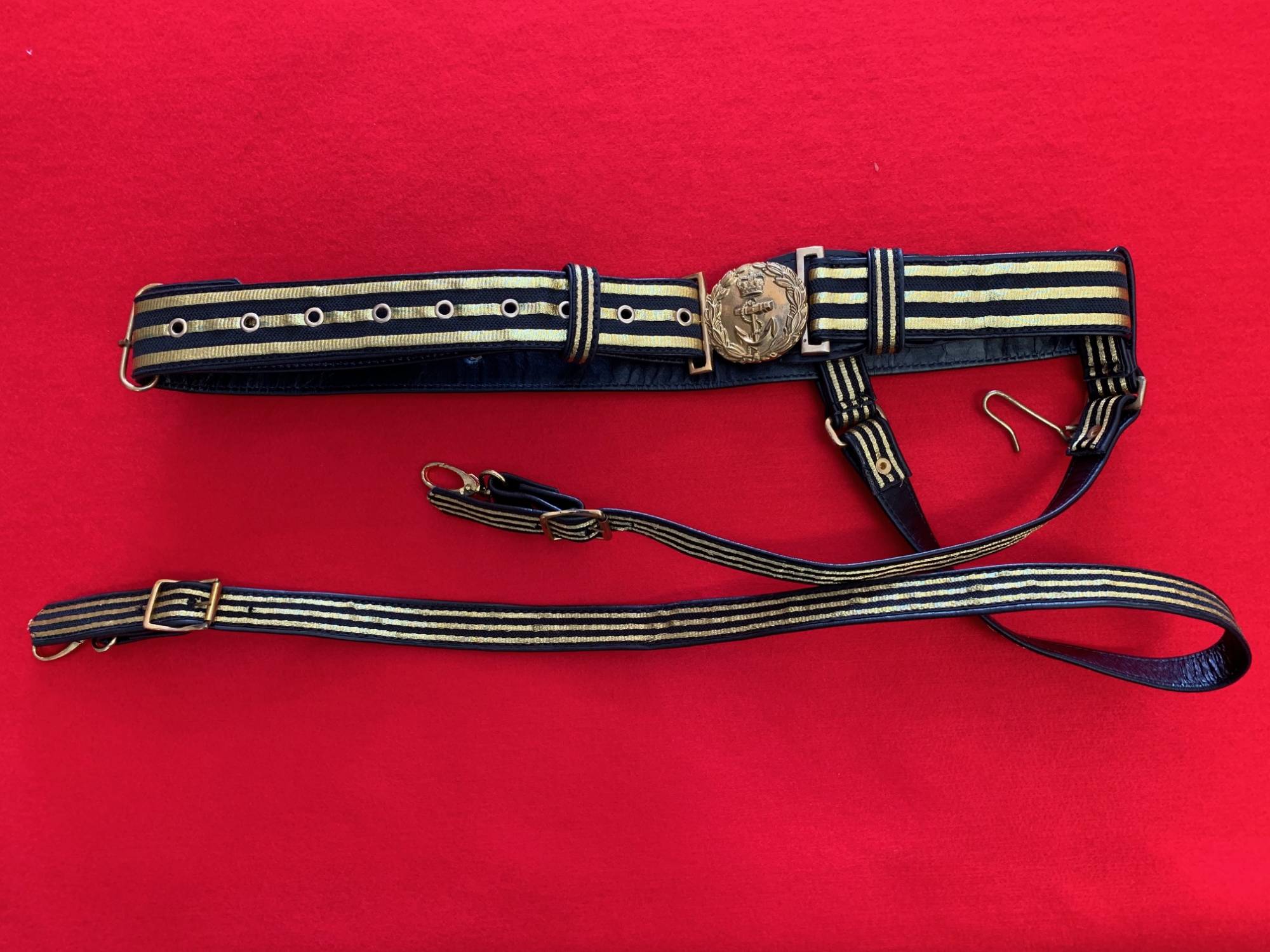 REPLICA ROYAL NAVY OFFICERS DRESS SWORD BELT Quarterdeck Medals