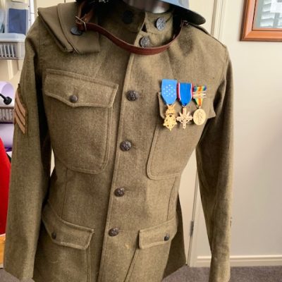REPLICA WW1 US 82nd DIVISION TUNIC, SIDE CAP AND HELMET